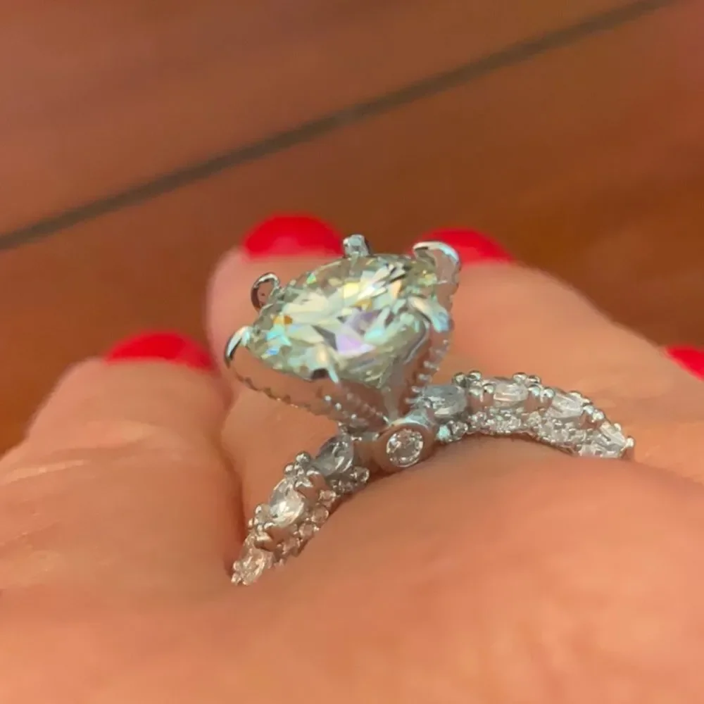NEW! MAJESTIC 925 Sterling Silver Engagement Ring with 3ct Moissanite